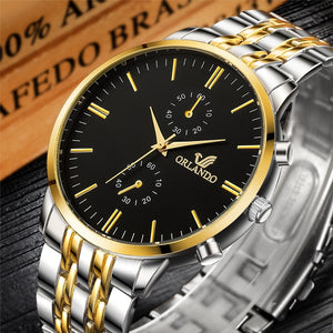 Men Watches New ORLANDO Fashion Quartz Watch Men's Silver Gold Plated Stainless Steel Wristwatch Masculino Relogio Drop Shipping - JMART - ONLINE STORE DELIVERING YOUR SUPPLIES