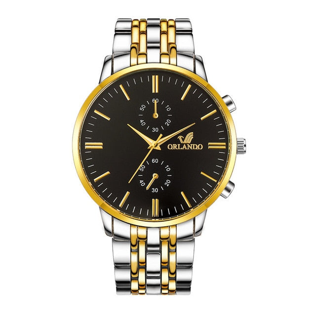 Men Watches New ORLANDO Fashion Quartz Watch Men's Silver Gold Plated Stainless Steel Wristwatch Masculino Relogio Drop Shipping - JMART - ONLINE STORE DELIVERING YOUR SUPPLIES