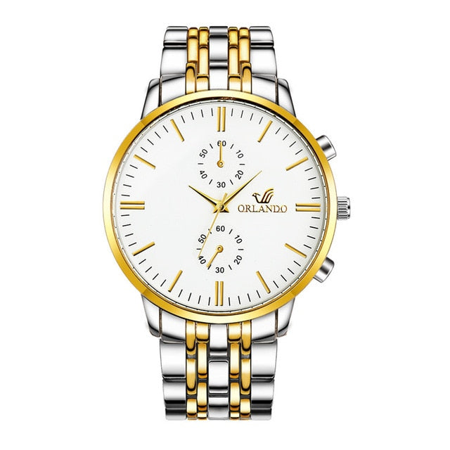 Men Watches New ORLANDO Fashion Quartz Watch Men's Silver Gold Plated Stainless Steel Wristwatch Masculino Relogio Drop Shipping - JMART - ONLINE STORE DELIVERING YOUR SUPPLIES