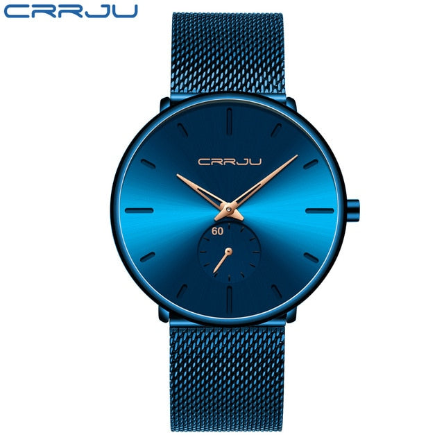 CRRJU Fashion Mens Watches Top Brand Luxury Quartz Watch Men Casual Slim Mesh Steel Waterproof Sport Watch Relogio Masculino - JMART - ONLINE STORE DELIVERING YOUR SUPPLIES