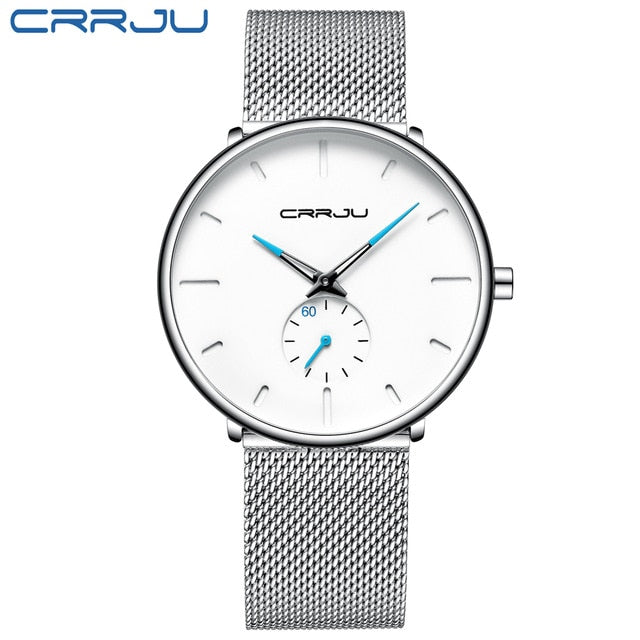 CRRJU Fashion Mens Watches Top Brand Luxury Quartz Watch Men Casual Slim Mesh Steel Waterproof Sport Watch Relogio Masculino - JMART - ONLINE STORE DELIVERING YOUR SUPPLIES