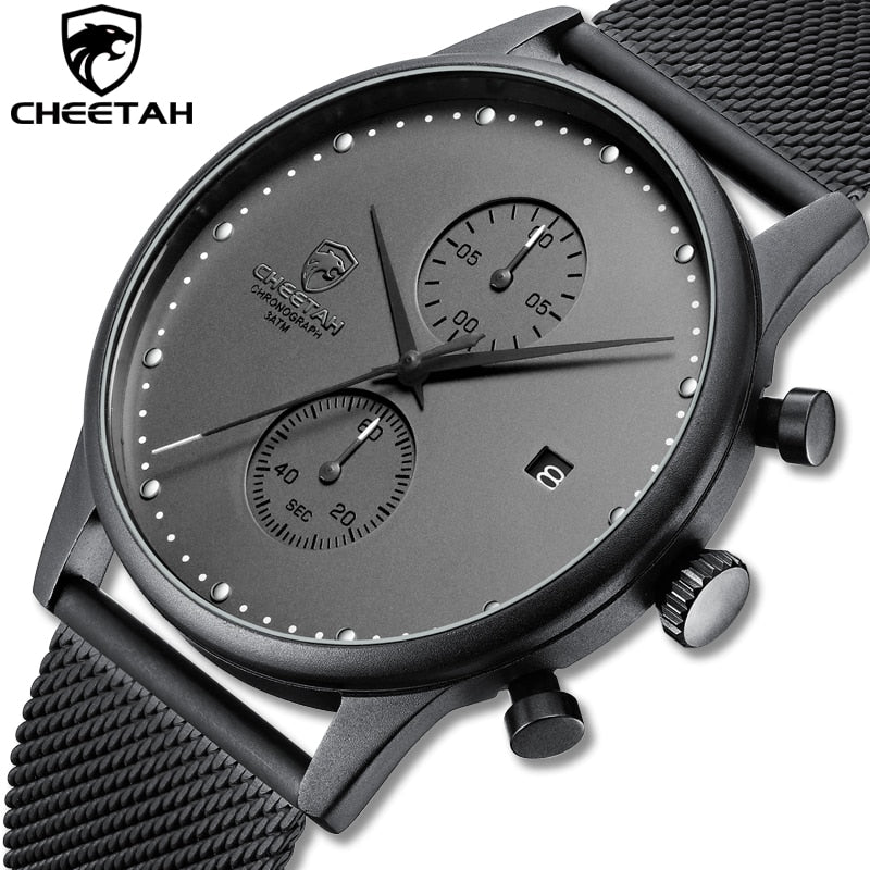 New CHEETAH Brand Men Watches Chronograph Quartz Watch Men Stainless Steel Waterproof Sports Clock Watches Business reloj hombre - JMART - ONLINE STORE DELIVERING YOUR SUPPLIES