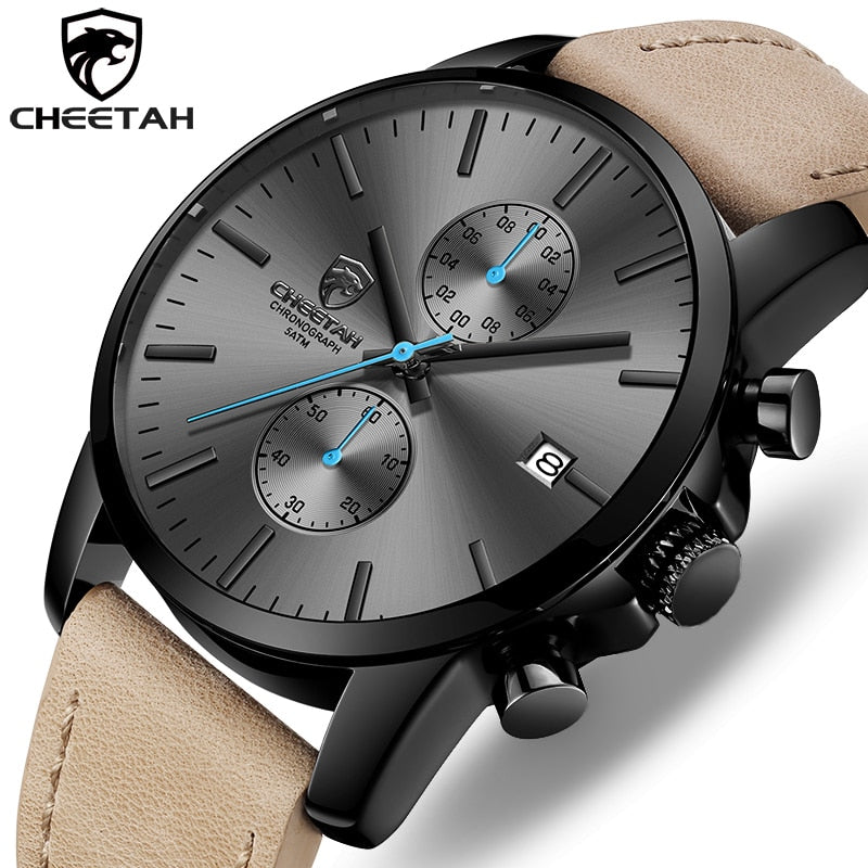 2019 Men Watch CHEETAH Brand Fashion Sports Quartz Watches Mens Leather Waterproof Chronograph Clock Business Relogio Masculino - JMART - ONLINE STORE DELIVERING YOUR SUPPLIES