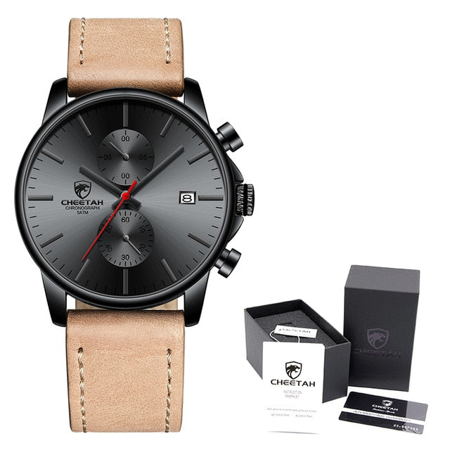 CHEETAH New Watches for Men Chronograph Sport Men’s Watch Leather Quartz Clock Waterproof Male Wrist Watch Relogio Masculino - JMART - ONLINE STORE DELIVERING YOUR SUPPLIES