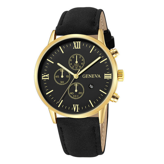 Fashion Geneva Men Date Alloy Case Synthetic Leather Analog Quartz Sport Watch Male Clock Top Brand Luxury Relogio Masculino D30 - JMART - ONLINE STORE DELIVERING YOUR SUPPLIES