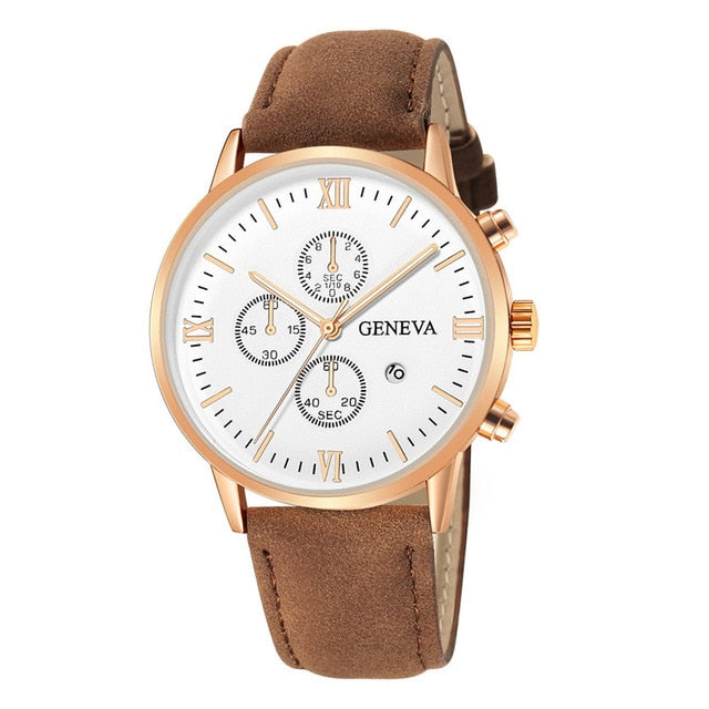 Fashion Geneva Men Date Alloy Case Synthetic Leather Analog Quartz Sport Watch Male Clock Top Brand Luxury Relogio Masculino D30 - JMART - ONLINE STORE DELIVERING YOUR SUPPLIES