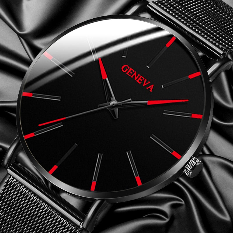 Luxury fashion men's minimalist watch ultra-thin black stainless steel mesh bracelet watch men's business casual quartz clock - JMART - ONLINE STORE DELIVERING YOUR SUPPLIES