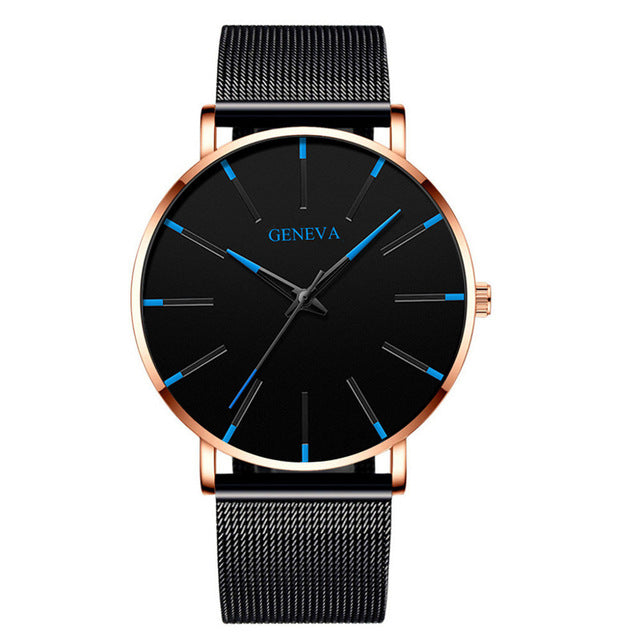 Luxury fashion men's minimalist watch ultra-thin black stainless steel mesh bracelet watch men's business casual quartz clock - JMART - ONLINE STORE DELIVERING YOUR SUPPLIES