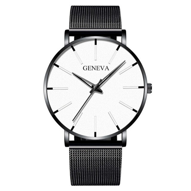 Luxury fashion men's minimalist watch ultra-thin black stainless steel mesh bracelet watch men's business casual quartz clock - JMART - ONLINE STORE DELIVERING YOUR SUPPLIES