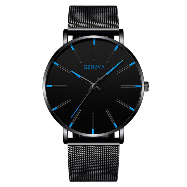 Luxury fashion men's minimalist watch ultra-thin black stainless steel mesh bracelet watch men's business casual quartz clock - JMART - ONLINE STORE DELIVERING YOUR SUPPLIES