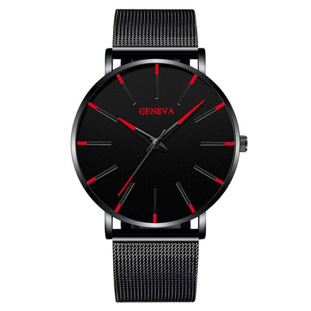 Luxury fashion men's minimalist watch ultra-thin black stainless steel mesh bracelet watch men's business casual quartz clock - JMART - ONLINE STORE DELIVERING YOUR SUPPLIES
