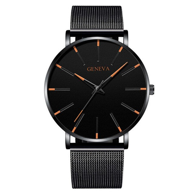 Luxury fashion men's minimalist watch ultra-thin black stainless steel mesh bracelet watch men's business casual quartz clock - JMART - ONLINE STORE DELIVERING YOUR SUPPLIES